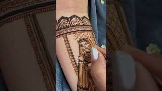 Bride figure mehndi design  how to draw bride potrait mehndi design mehndi viralvideo sho [upl. by Elyak]