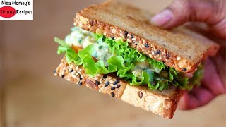 Oil Free amp High Protein Veg Sandwich Recipe  Healthy Sandwich For Weight Loss  ChanaChickpea [upl. by Annawaj]