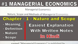 Managerial Economics in Hindi  BBA  Nature and Scope of Managerial Economics  Chapter  1 [upl. by Refotsirhc]