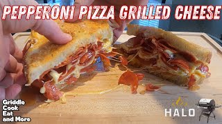 OVERLOADED PEPPERONI PIZZA GRILLED CHEESE  HALO PRIME 1100 PELLET GRILL [upl. by Liagaba]