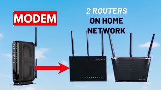 How To Cabling 2 Routers With 1 Modem Setup Step By Step [upl. by Nahum294]