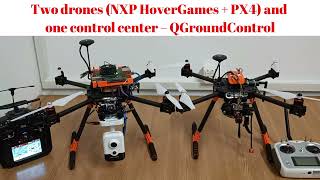 Two drones NXP HoverGames  PX4 and one control center – QGroundControl [upl. by Ellehsyt]