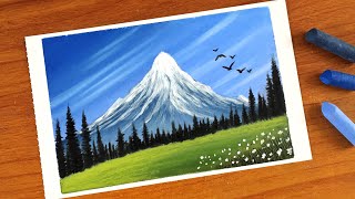 Oil Pastel Mountain Landscape painting for Beginners  Oil Pastel Drawing Mountain [upl. by Loos]