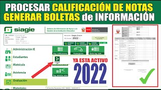 Siagie  Tutorial como PROCESAR LOS PERIODOS 2022  GENERAR BOLETAS de INFORMACIÓN  Actualizado [upl. by Leonor]