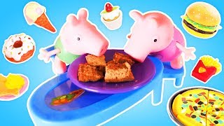 Peppa Pig and junk food Toy videos for kids [upl. by Ainorev]