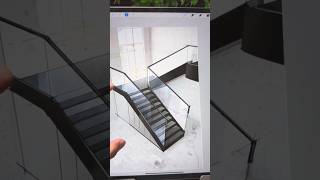 STAIR SKETCH RENDERING FROM ABOVE ON IPAD architectureeducation stair ipad interiordesign [upl. by Kubetz856]