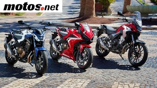 Honda CB500FCB500XCBR500R 2019  Presentación  Test  Review en español HD [upl. by Shanahan115]