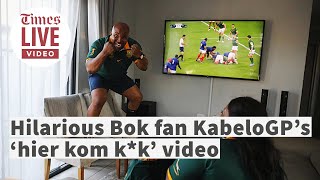 Super Springbok fan KabeloGP has SA in stitches [upl. by Roch24]