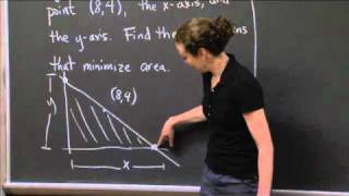 Minimum Triangle Area  MIT 1801SC Single Variable Calculus Fall 2010 [upl. by Ymmaj920]