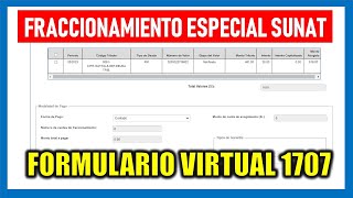 FORMULARIO 1707 SUNAT FRACCIONAMIENTO ESPECIAL [upl. by Anyar]