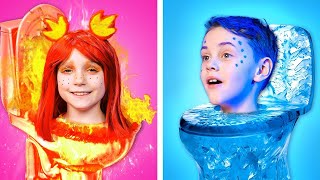 Fire 🔥VS Ice 🧊Elemental Parenting Hacks by Ember and Wade Gadgets for Smart Parents [upl. by Juline59]