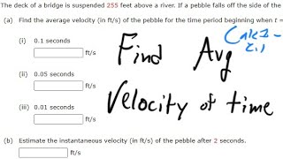 Find the average velocity of objects in time period amp Estimate instantaneous velocity from t seconds [upl. by Eudocia]