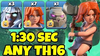 3X Electro Titan  7X Valkyrie  1X Golem BEST TH16 Attack Strategy  Clash of clans [upl. by Painter8]