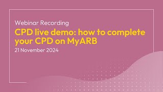 CPD live demo how to complete your CPD on MyARB [upl. by Anerroc55]