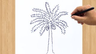 How to Draw a Date Palm Tree Drawing Easy Step by Step [upl. by Irrab]