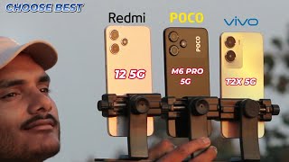 Redmi 12 5G vs Vivo T2x 5G vs Poco M6 Pro 5G  Comparison amp Test [upl. by Michaele]