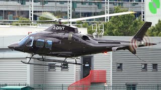 New Agusta Westland AW109 Trekker takeoff at Paris heliport  helicopter [upl. by Jeconiah]