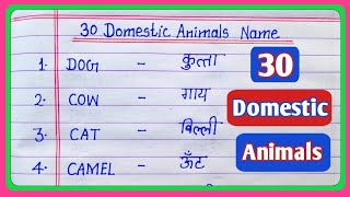 30 Domestic animals name in english and hindi  Paltu janvaron ke naam  30 पालतू जानवरों के नाम [upl. by Buxton]