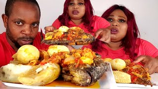 5 minutes to finish your food Extremely speed eating challenge Yam and Tilapia Fish pepper sauce [upl. by Latashia841]