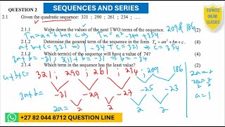 MATHS Grade 12 Sequences and Series Quadratic Sequences Arithmetic SequencesGeometric Sequences [upl. by Airaet497]