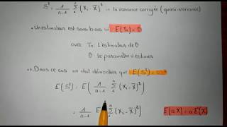 Échantillonnage et estimation  Estimation ponctuelle de la variance [upl. by Adehsor423]