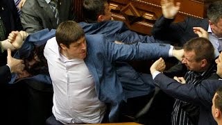 Punch Up In Ukrainian Parliament Over Events In Kharkiv Lugansk and Donetsk [upl. by Auria819]