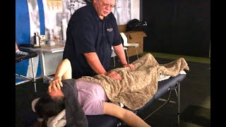 Deep tissue massage helping with stress and trauma Emotional release Brandon working Lilly part I [upl. by Halehs]