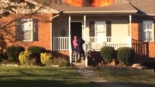 OffDuty Firefighter Rescues Strangers Dog From House Fire [upl. by Allerbag]