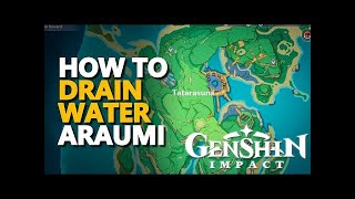 Genshin Impact Araumi puzzle  How to drain water  square puzzle [upl. by Iniretake567]