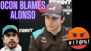 Esteban Ocon Blames Fernando Alonso for crash in qualifying sprint f1 fernandoalonso estebanocon [upl. by Micaela47]