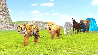 pent animal loin tiger hors elephant gorilla zebra fountain crossing [upl. by Mesics438]