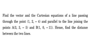 find the vector and cartesian equation of line passing through the point 124 and parallel to [upl. by Kingdon]