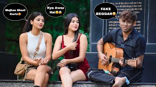 Beggar Singing Prank With Twist  Singing Hindi Songs In Public  Epic Girls Reactions😱  Jhopdi K [upl. by Enyallij825]