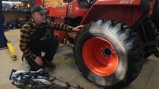 729 Bald Tractor Tires No Problem Aquiline MPC Tractor Tire Chains InstallI Have The Solution 4K [upl. by Geiss]