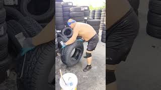 The process of stuffing one tire into another one [upl. by Kilby698]