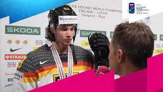 Moritz Seider nach dem Finale quotDas nehmen wir mit ins Grabquot  IIHF EishockeyWM  MAGENTA SPORT [upl. by Jillie]