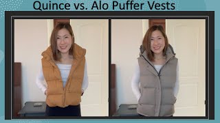 Quince Down Puffer Vest Review  Comparison to Alo Gold Rush Puffer Vest [upl. by Ysied]