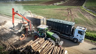 STAMMHOLZ hacken mit FENDT 1042 und MUSMAX WT 12  TBH Tim Bernhart  Transporte  Forst [upl. by Matejka]