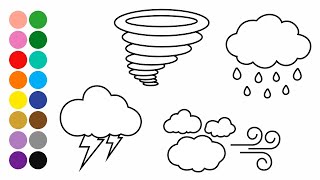 TIEMPO Y CLIMA aprender a dibujar y colorear para niños  Dibujos para niños [upl. by Llener]