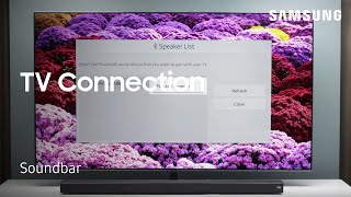 How to connect your Soundbar to a TV using Bluetooth  Samsung US [upl. by Hadeehsar]