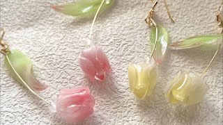 How to make shrink plastic Tulip earrings tutorial DIYearrings [upl. by Ivette20]