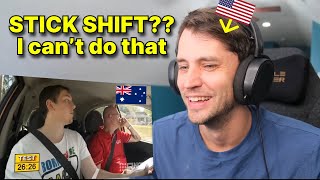 American reacts to hilarious Driving Test Australia clips [upl. by Adnarram]