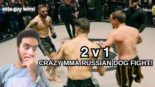 2 V 1 MMA FIGHT Crazy Russian MMA Dog Fight  BREAKDOWN AND REACTION [upl. by Joelie269]