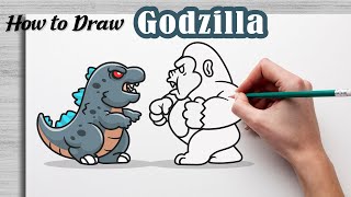 How to draw godzilla Tutorial [upl. by Sirred]