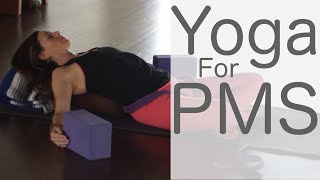 20 Minute Hatha Yoga for PMS  Fightmaster Yoga Videos [upl. by Ahseer]