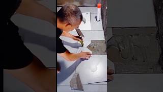 The process of tiling the diamondshaped floor drain in the bathroom [upl. by Ayala]