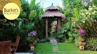 Burkes Backyard Dennis Hundscheidts Tropical Garden How To Make a Small Garden Look Big [upl. by Edrei]