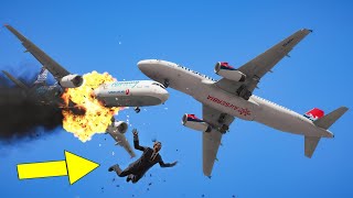 Pilot Falls Out of Burning Airbus A320 After Crashes Mid Air With Airplane  GTA 5 [upl. by Jabez]