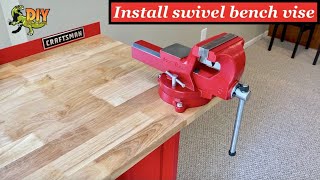 BENCH VISE  Install Swivel Vise  DIY [upl. by Hasile277]