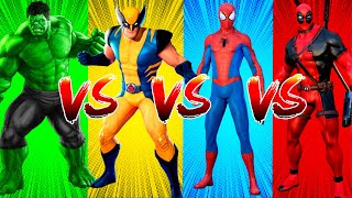 SUPERHERO COLOR DANCE CHALLENGE Hulk vs Wolverine vs SpiderMan vs Deadpool [upl. by Lapo]